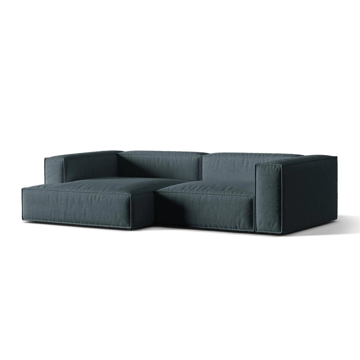 Nuria Ecksofa Links, mit Bezug aus Strukturierter Stoff (Lib13) in Deep Petrol, 147x292 cm – Bild 3