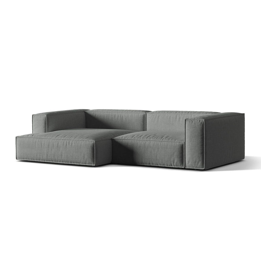 Nuria Ecksofa Links, mit Bezug aus Strukturierter Stoff (Lib20) in Grau, 147x292 cm – Bild 3