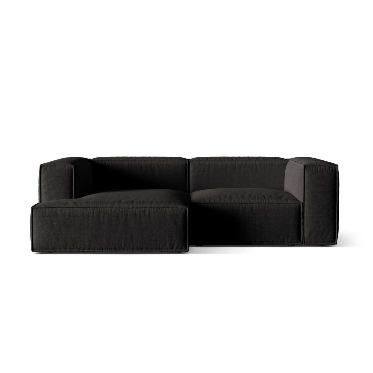 Nuria Ecksofa Links, mit Bezug aus Strukturierter Stoff (Lib22) in Schwarz, 147x252 cm – Bild 1