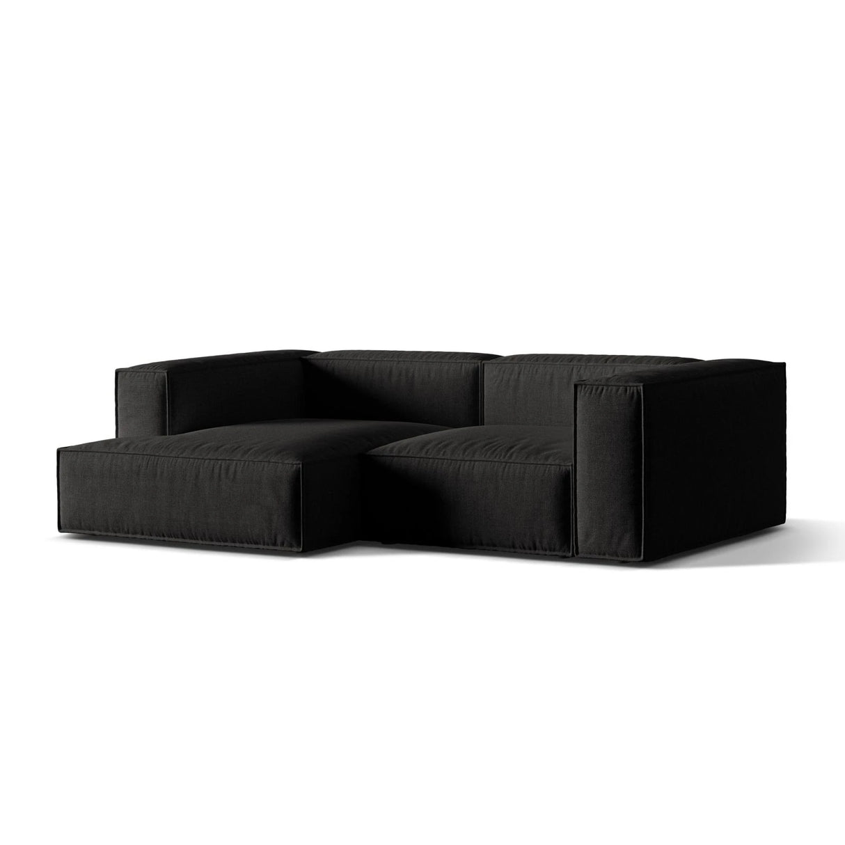 Nuria Ecksofa Links, mit Bezug aus Strukturierter Stoff (Lib22) in Schwarz, 147x252 cm – Bild 3