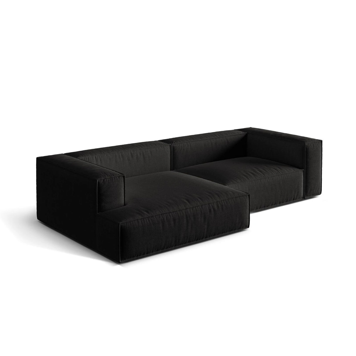 Nuria Ecksofa Links, mit Bezug aus Strukturierter Stoff (Lib22) in Schwarz, 147x292 cm – Bild 4