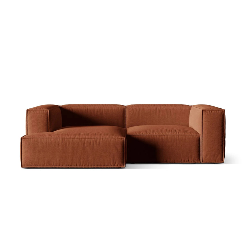 Nuria Ecksofa Links, mit Bezug aus Strukturierter Stoff (Lib9) in Ziegel, 147x252 cm – Bild 1