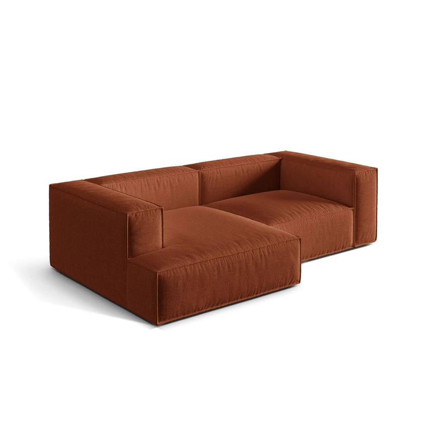 Nuria Ecksofa Links, mit Bezug aus Strukturierter Stoff (Lib9) in Ziegel, 147x252 cm – Bild 4