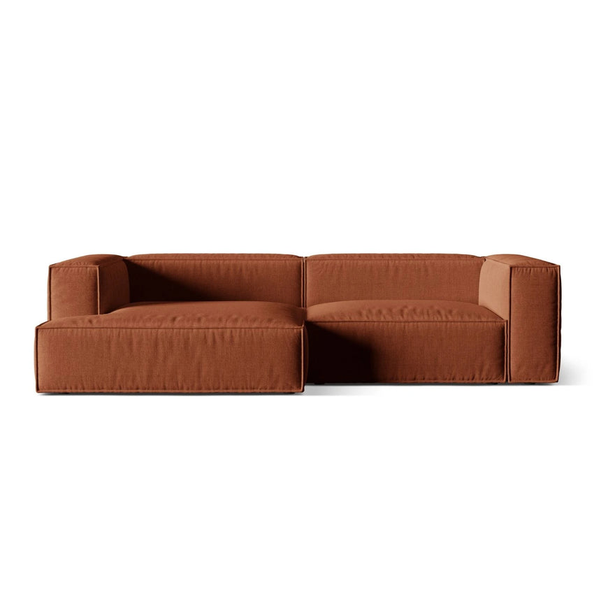 Nuria Ecksofa Links, mit Bezug aus Strukturierter Stoff (Lib9) in Ziegel, 147x292 cm – Bild 1