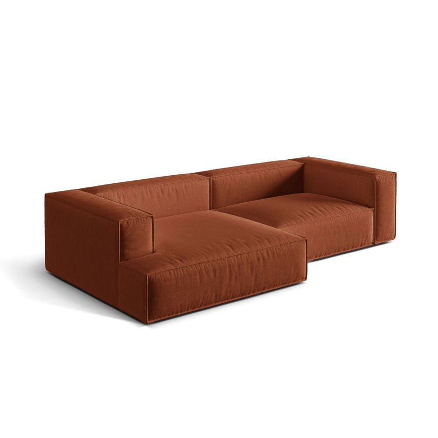 Nuria Ecksofa Links, mit Bezug aus Strukturierter Stoff (Lib9) in Ziegel, 147x292 cm – Bild 4