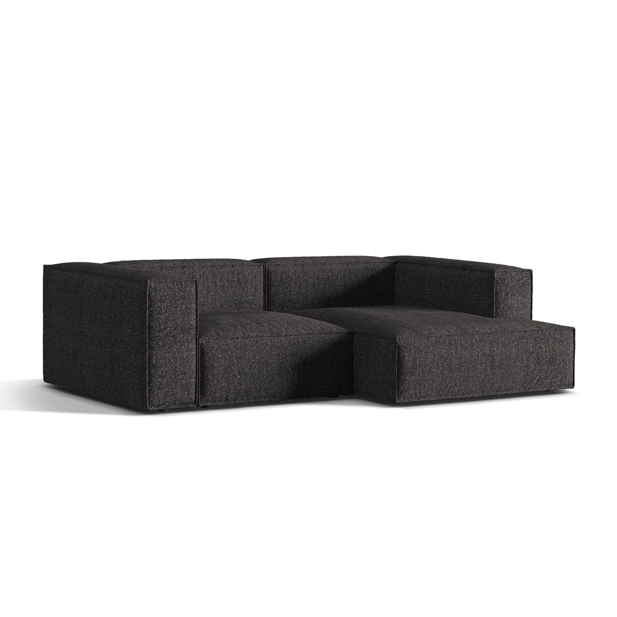 Nuria Ecksofa Rechts, mit Bezug aus Boucle (MoAn) in Anthrazit, 147x252 cm – Bild 3