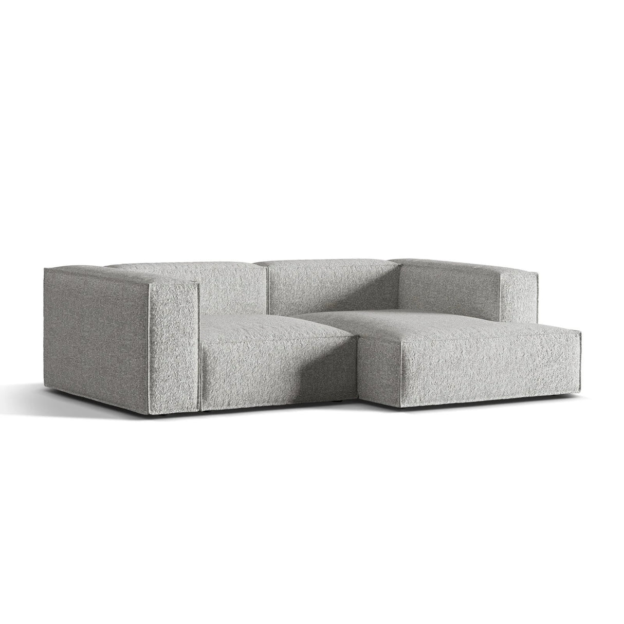 Nuria Ecksofa Rechts, mit Bezug aus Boucle (MonSil) in Silber, 147x252 cm – Bild 3