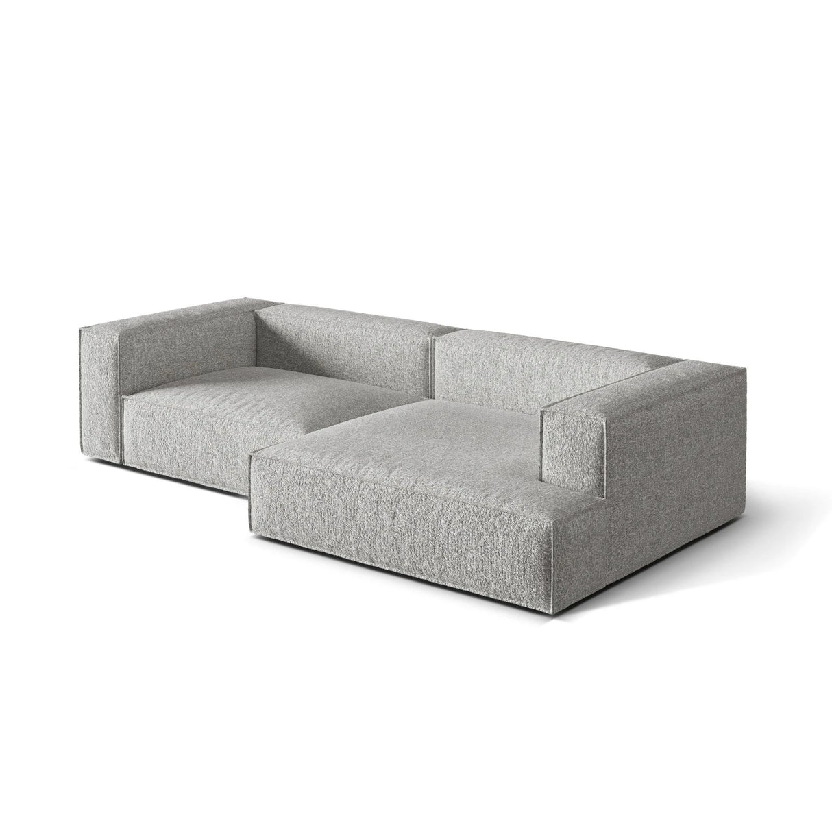 Nuria Ecksofa Rechts, mit Bezug aus Boucle (MonSil) in Silber, 147x292 cm – Bild 4