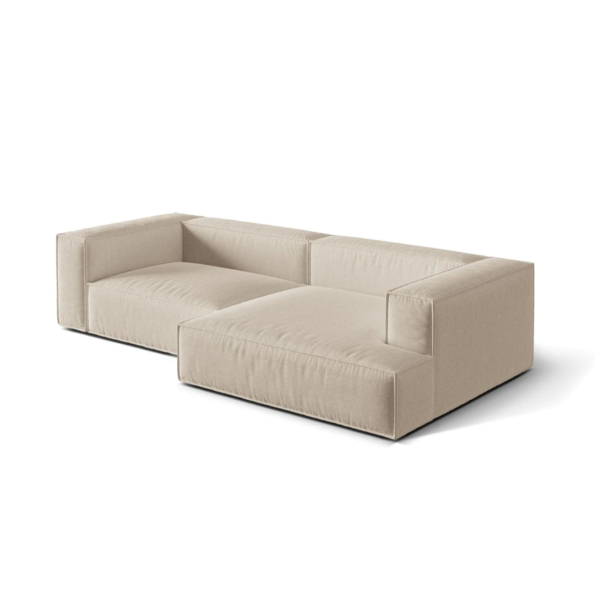 Nuria Ecksofa Rechts, mit Bezug aus Samt, Boucle oder Strukturstoff, 147x292 cm – Bild 4