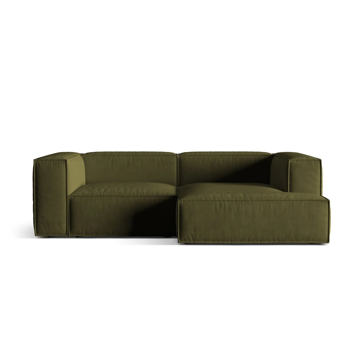Nuria Ecksofa Rechts, mit Bezug aus Samt (ParFor) in Moss Green Melange, 147x252 cm – Bild 1