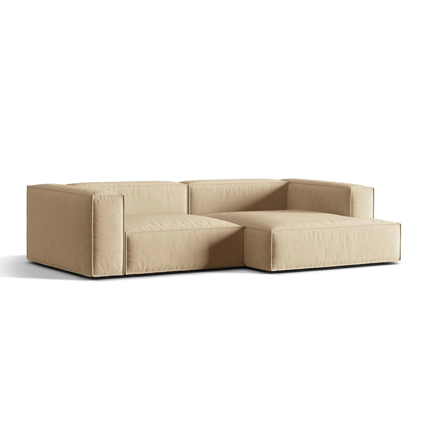 Nuria Ecksofa Rechts, mit Bezug aus Samt (PariBei) in Nude, 147x292 cm – Bild 3