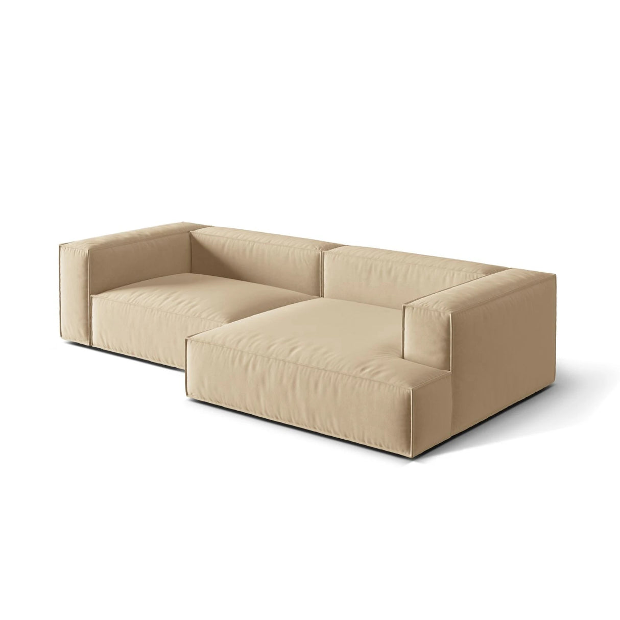 Nuria Ecksofa Rechts, mit Bezug aus Samt (PariBei) in Nude, 147x292 cm – Bild 4