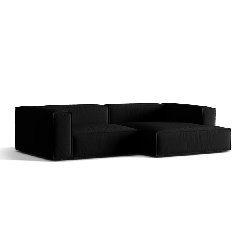 Nuria Ecksofa Rechts, mit Bezug aus Samt (PariBla) in Schwarz, 147x292 cm – Bild 3