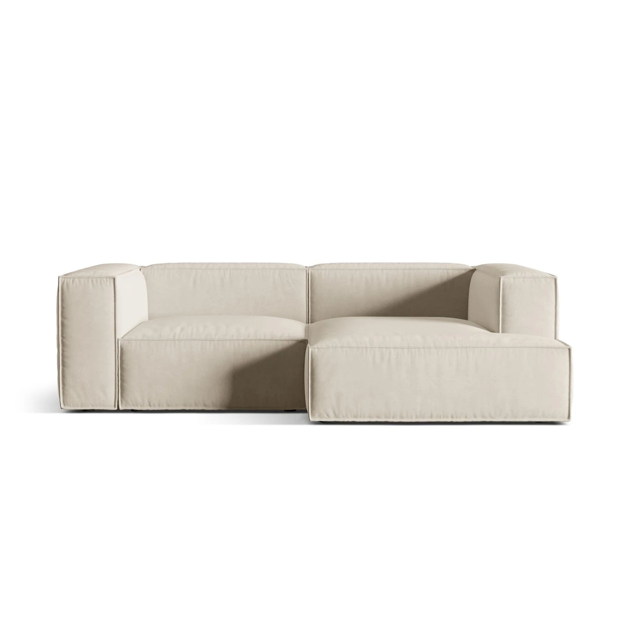 Nuria Ecksofa Rechts, mit Bezug aus Samt (PariCre) in Beige, 147x252 cm – Bild 1