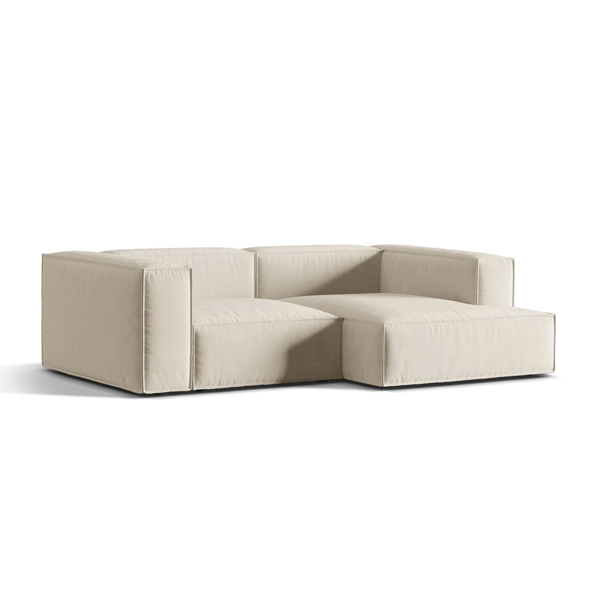 Nuria Ecksofa Rechts, mit Bezug aus Samt (PariCre) in Beige, 147x252 cm – Bild 3
