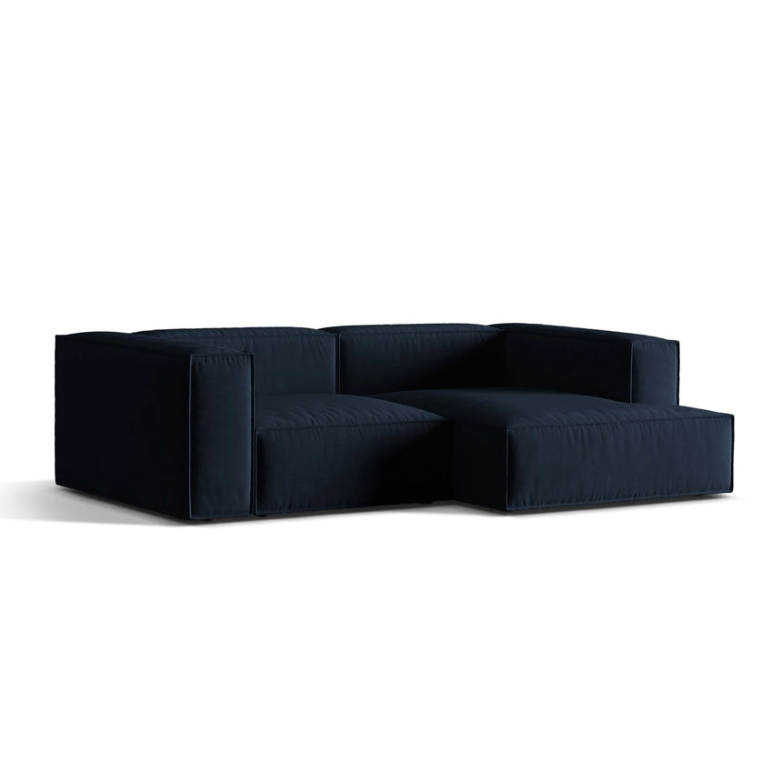 Nuria Ecksofa Rechts, mit Bezug aus Samt (PariDB) in Dunkelblau, 147x252 cm – Bild 3