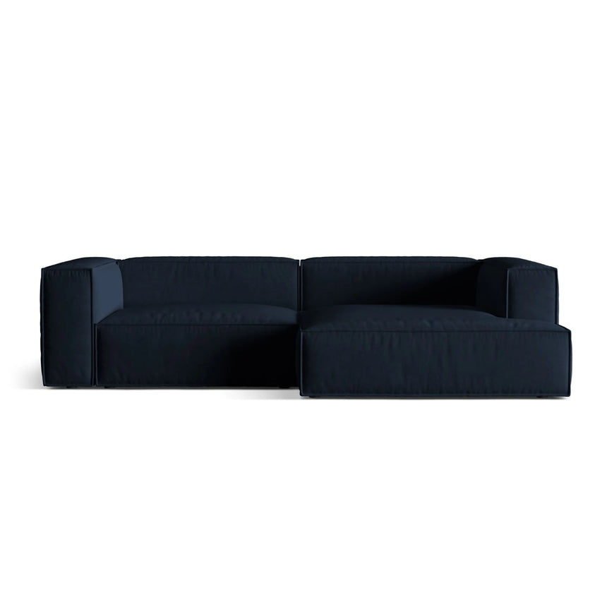 Nuria Ecksofa Rechts, mit Bezug aus Samt (PariDB) in Dunkelblau, 147x292 cm – Bild 1