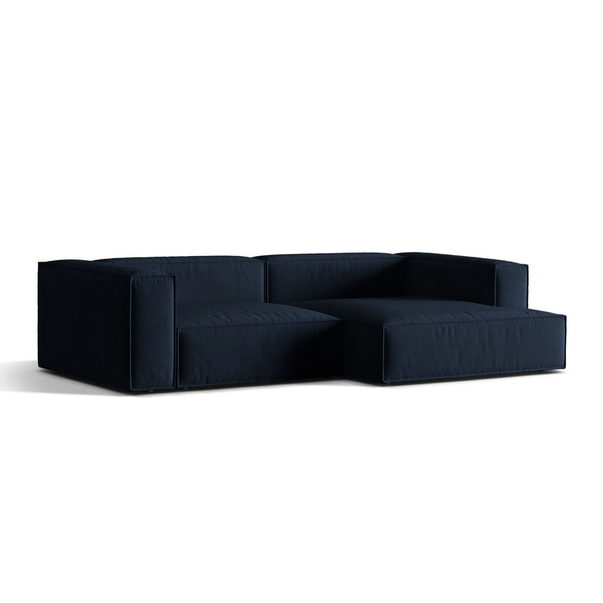 Nuria Ecksofa Rechts, mit Bezug aus Samt (PariDB) in Dunkelblau, 147x292 cm – Bild 3