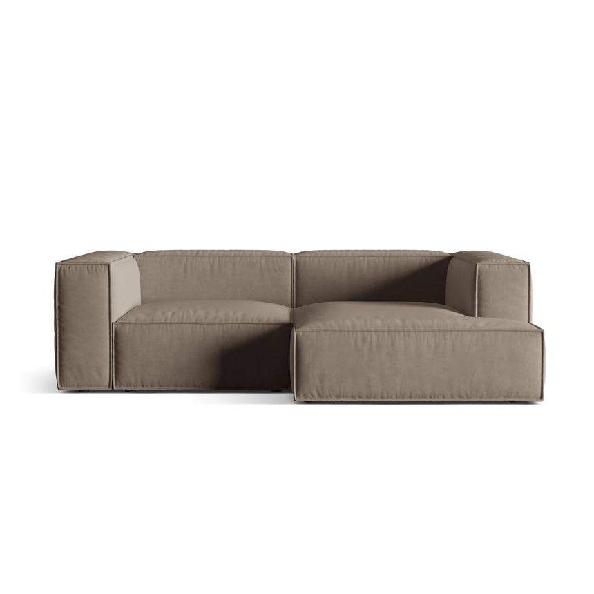 Nuria Ecksofa Rechts, mit Bezug aus Samt (PariKha) in Concrete, 147x252 cm – Bild 1
