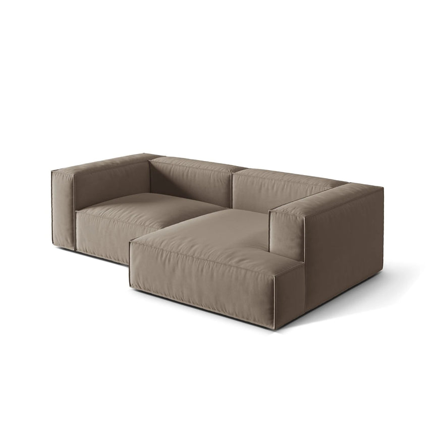 Nuria Ecksofa Rechts, mit Bezug aus Samt (PariKha) in Concrete, 147x252 cm – Bild 4