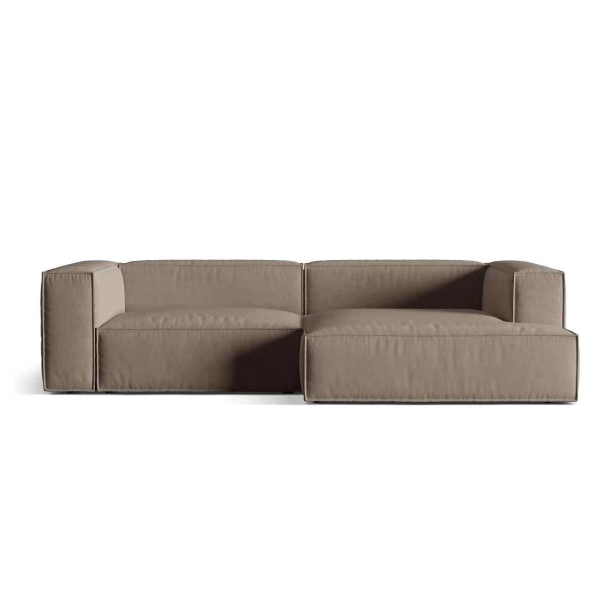 Nuria Ecksofa Rechts, mit Bezug aus Samt (PariKha) in Concrete, 147x292 cm – Bild 1