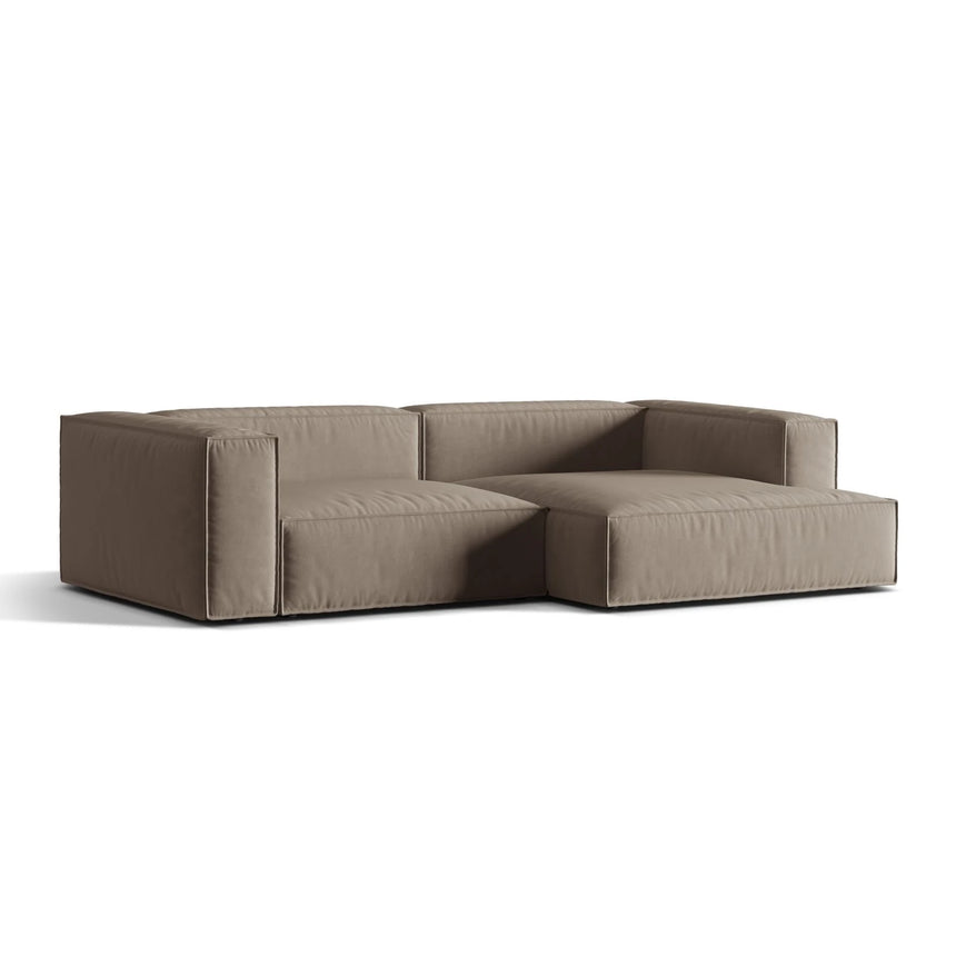 Nuria Ecksofa Rechts, mit Bezug aus Samt (PariKha) in Concrete, 147x292 cm – Bild 3