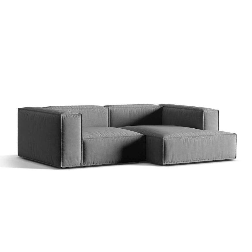 Nuria Ecksofa Rechts, mit Bezug aus Samt (PariSte) in Grau, 147x252 cm – Bild 3