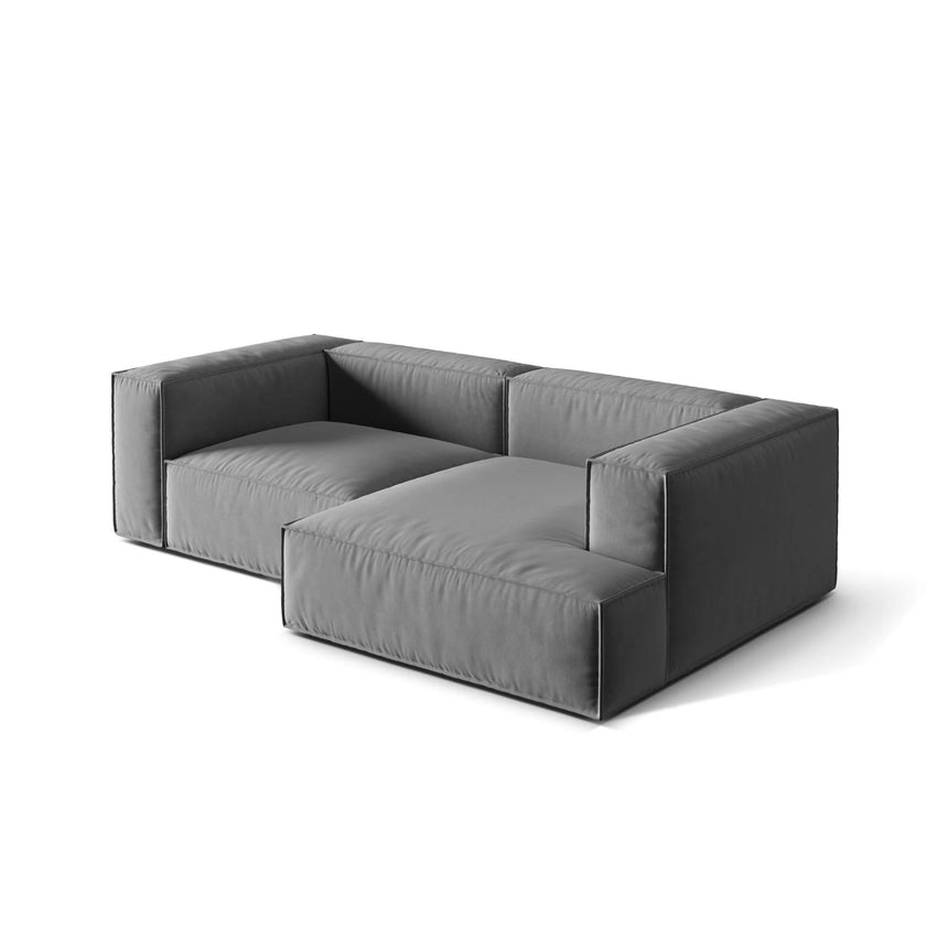 Nuria Ecksofa Rechts, mit Bezug aus Samt (PariSte) in Grau, 147x252 cm – Bild 4