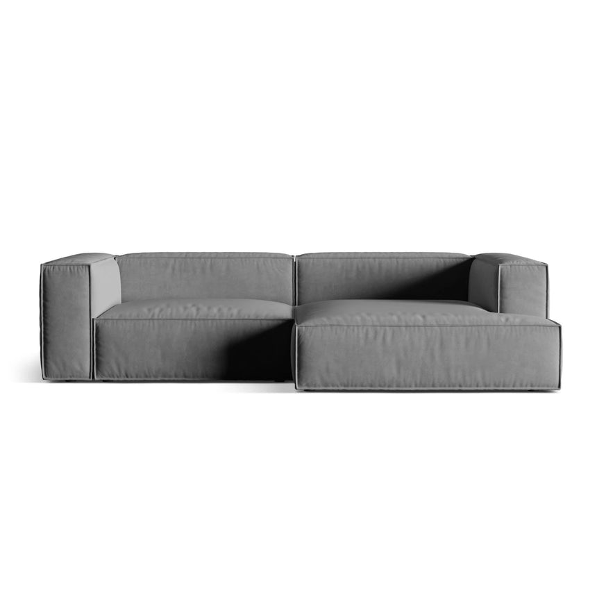 Nuria Ecksofa Rechts, mit Bezug aus Samt (PariSte) in Grau, 147x292 cm – Bild 1