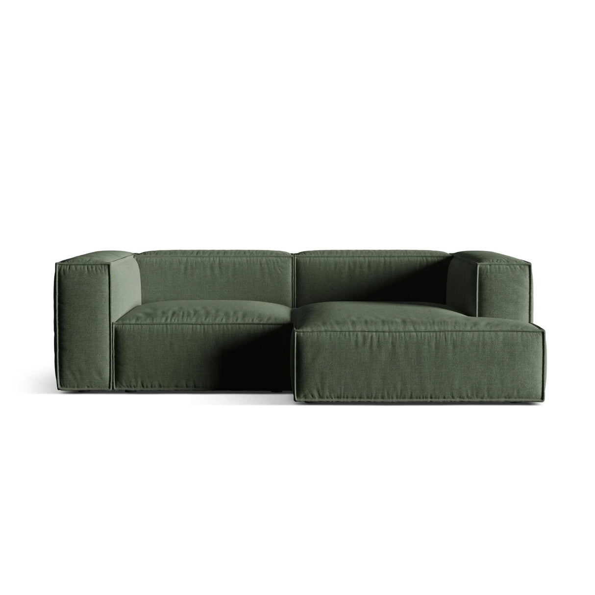 Nuria Ecksofa Rechts, mit Bezug aus Strukturierter Stoff (Lib12) in Moss Green, 147x252 cm – Bild 1
