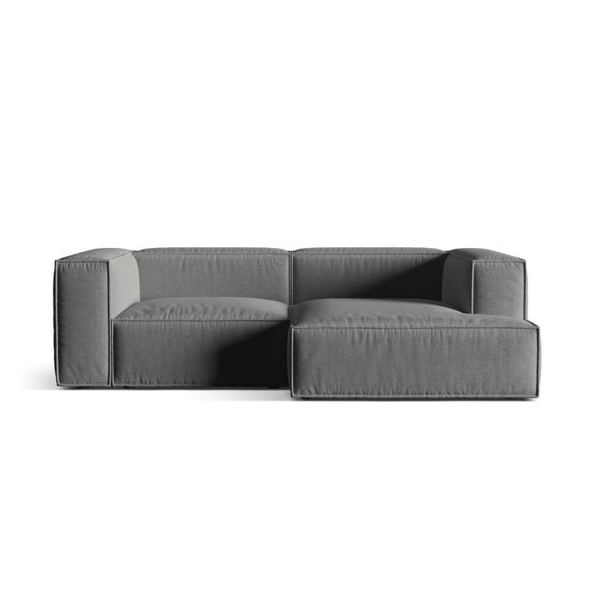 Nuria Ecksofa Rechts, mit Bezug aus Strukturierter Stoff (Lib20) in Grau, 147x252 cm – Bild 1