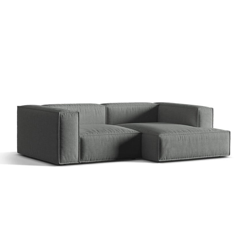 Nuria Ecksofa Rechts, mit Bezug aus Strukturierter Stoff (Lib20) in Grau, 147x252 cm – Bild 3