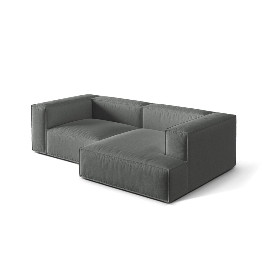 Nuria Ecksofa Rechts, mit Bezug aus Strukturierter Stoff (Lib20) in Grau, 147x252 cm – Bild 4
