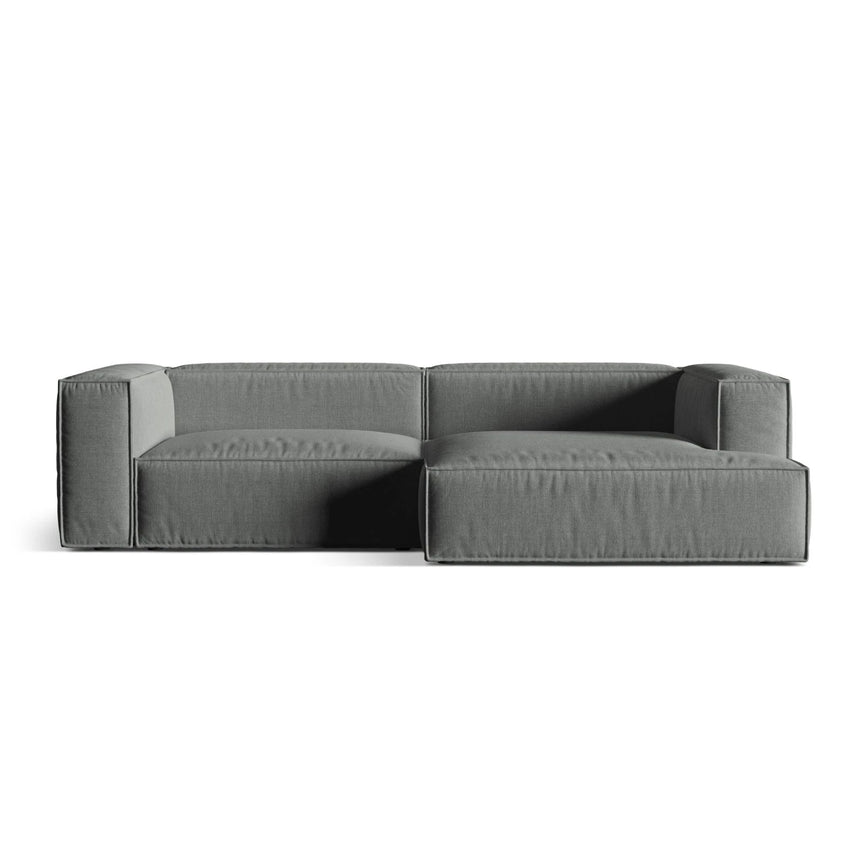 Nuria Ecksofa Rechts, mit Bezug aus Strukturierter Stoff (Lib20) in Grau, 147x292 cm – Bild 1
