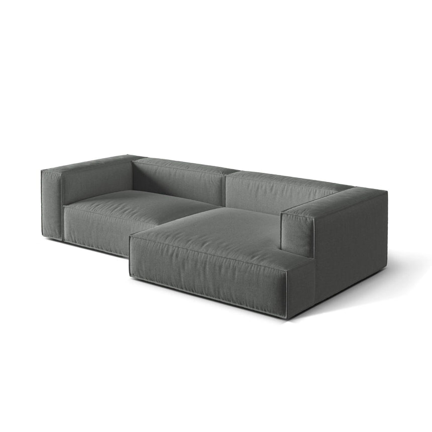 Nuria Ecksofa Rechts, mit Bezug aus Strukturierter Stoff (Lib20) in Grau, 147x292 cm – Bild 4