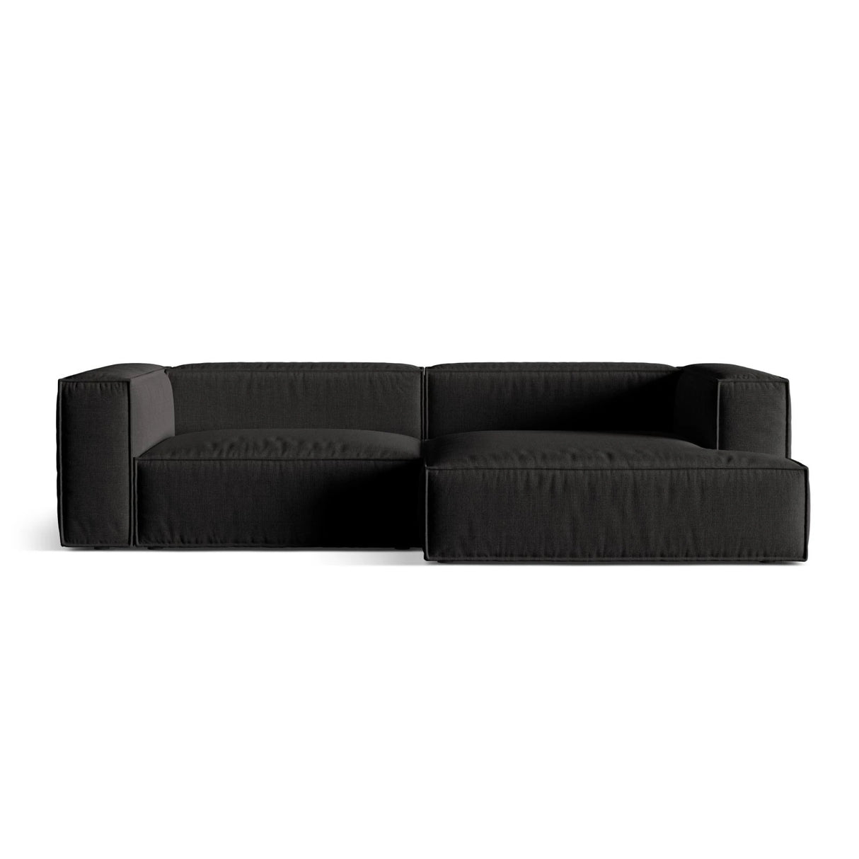 Nuria Ecksofa Rechts, mit Bezug aus Strukturierter Stoff (Lib22) in Schwarz, 147x292 cm – Bild 1