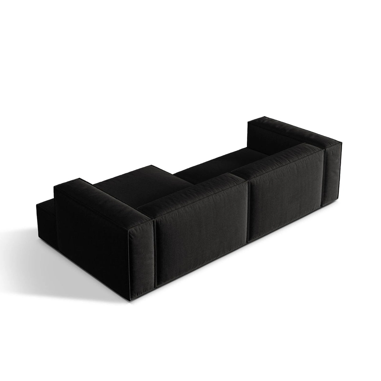 Nuria Ecksofa Rechts, mit Bezug aus Strukturierter Stoff (Lib22) in Schwarz, 147x292 cm – Bild 5