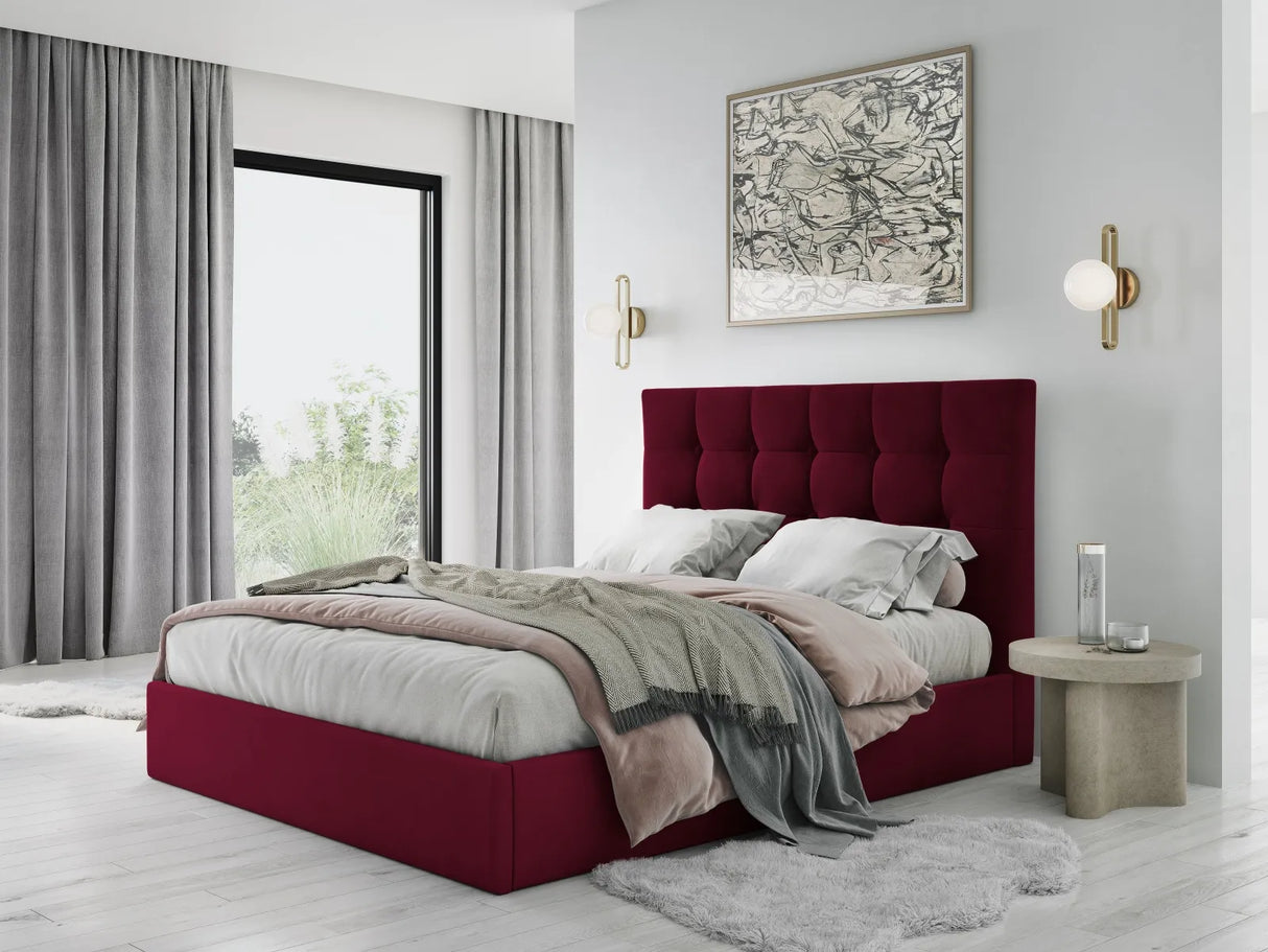 Phaedra Bett mit Stauraum und Kopfteil in Samt (Mat68) in Dark Red, 160x200 cm – Bild 2