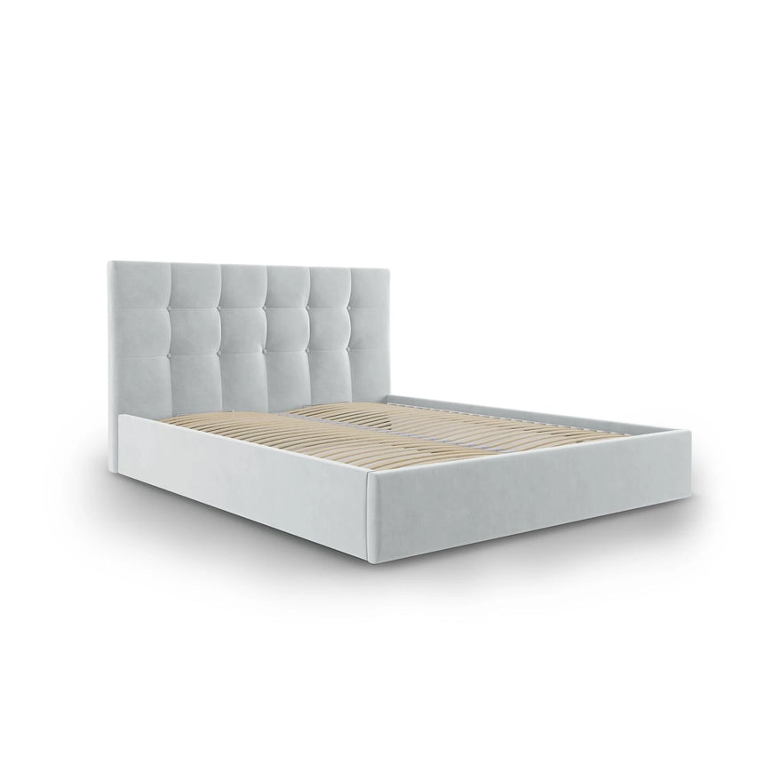 Phaedra Bett mit Stauraum und Kopfteil in Samt (Mat83) in Hellgrau, 140x200 cm – Bild 4