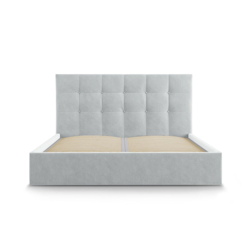 Phaedra Bett mit Stauraum und Kopfteil in Samt (Mat83) in Hellgrau, 140x200 cm – Bild 6
