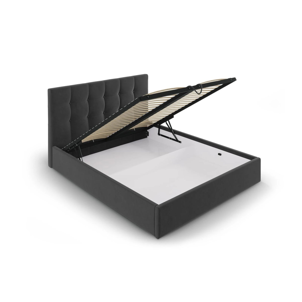 Phaedra Bett mit Stauraum und Kopfteil in Samt (Mat97) in Dunkelgrau, 160x200 cm – Bild 5