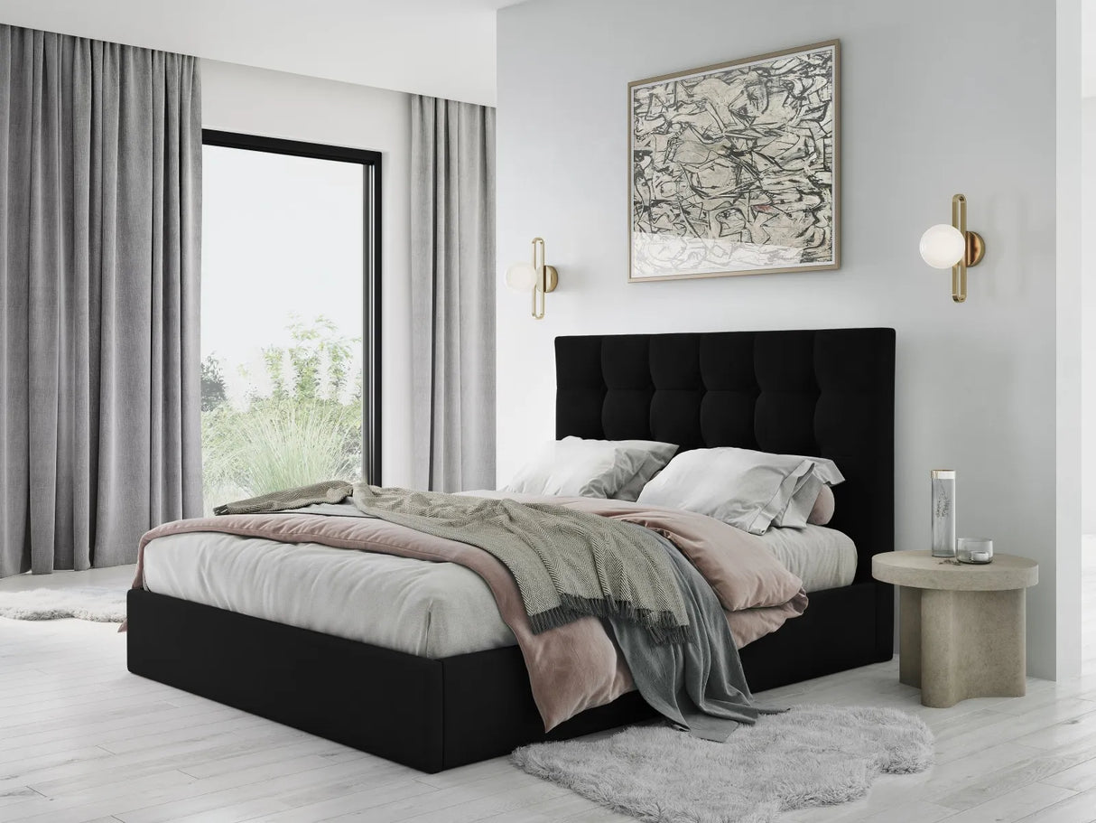 Phaedra Bett mit Stauraum und Kopfteil in Samt (Mat99) in Schwarz, 140x200 cm – Bild 2