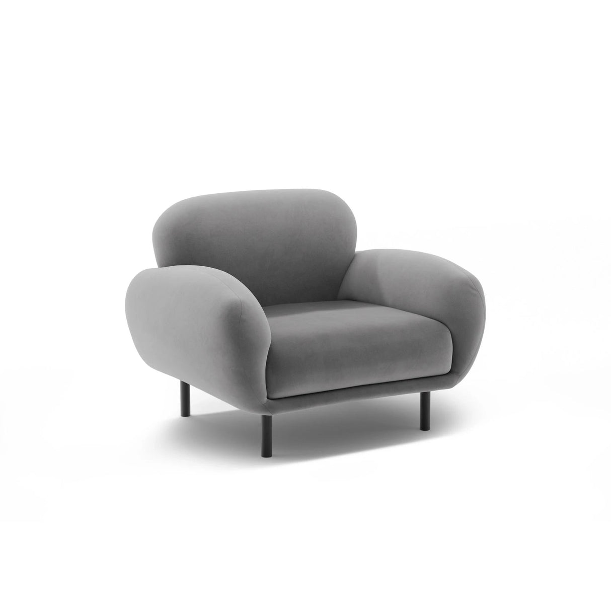 Poppy Sessel aus Samt (Casino Ash) in Hellgrau, 90x72 cm – Bild 3