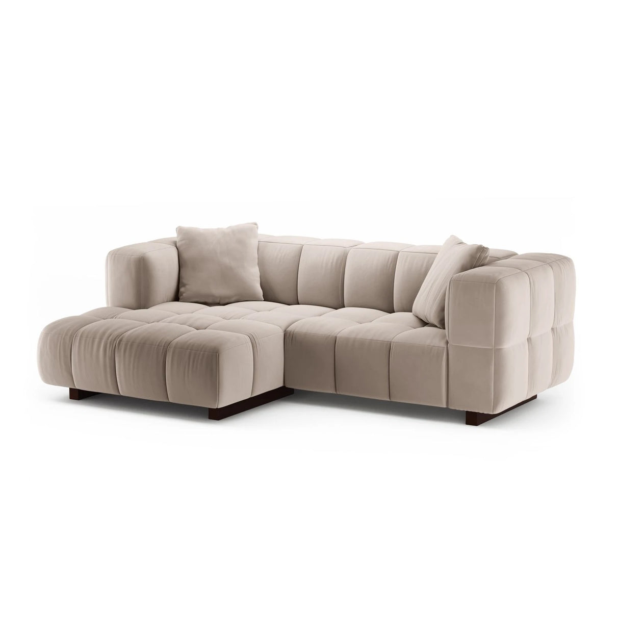 Puma 3-Sitzer Ecksofa Links mit Schlaffunktion, aus Samt (Salvador 1) in Beige, 260x164 cm – Bild 2