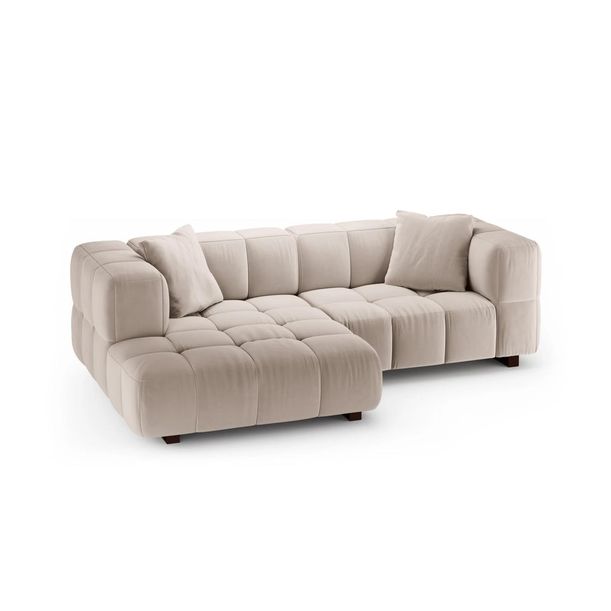 Puma 3-Sitzer Ecksofa Links mit Schlaffunktion, aus Samt (Salvador 1) in Beige, 260x164 cm – Bild 3