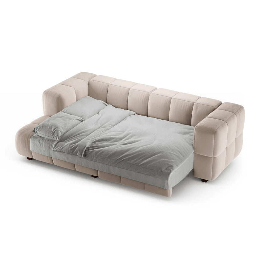Puma 3-Sitzer Ecksofa Links mit Schlaffunktion, aus Samt (Salvador 1) in Beige, 260x164 cm – Bild 4