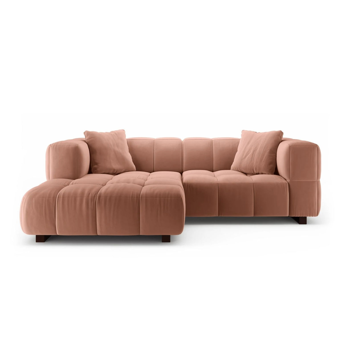 Puma 3-Sitzer Ecksofa Links mit Schlaffunktion, aus Samt (Salvador 11) in Rosa, 260x164 cm – Bild 1