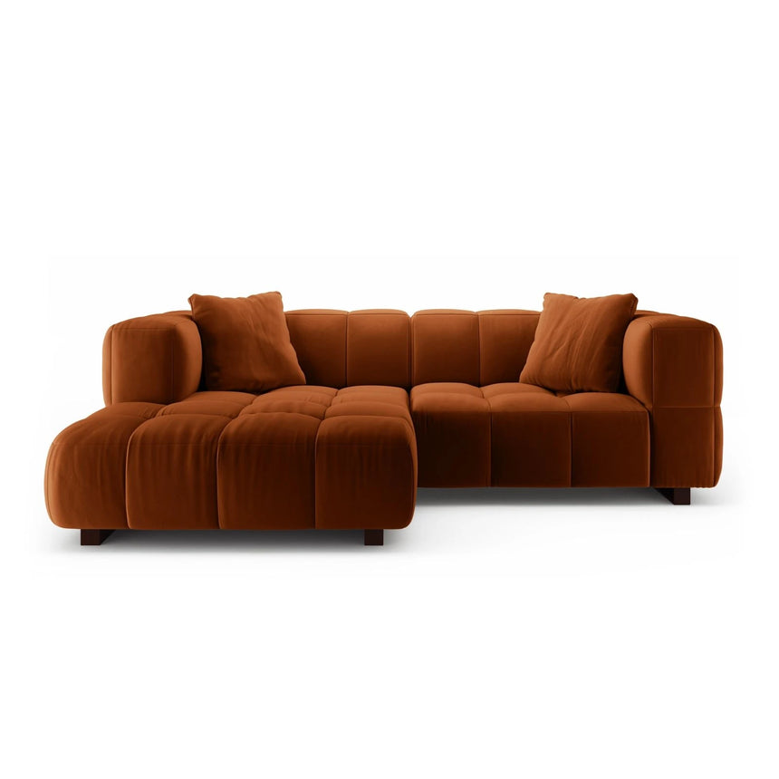 Puma 3-Sitzer Ecksofa Links mit Schlaffunktion, aus Samt (Salvador 14) in Terrakotta, 260x164 cm – Bild 1