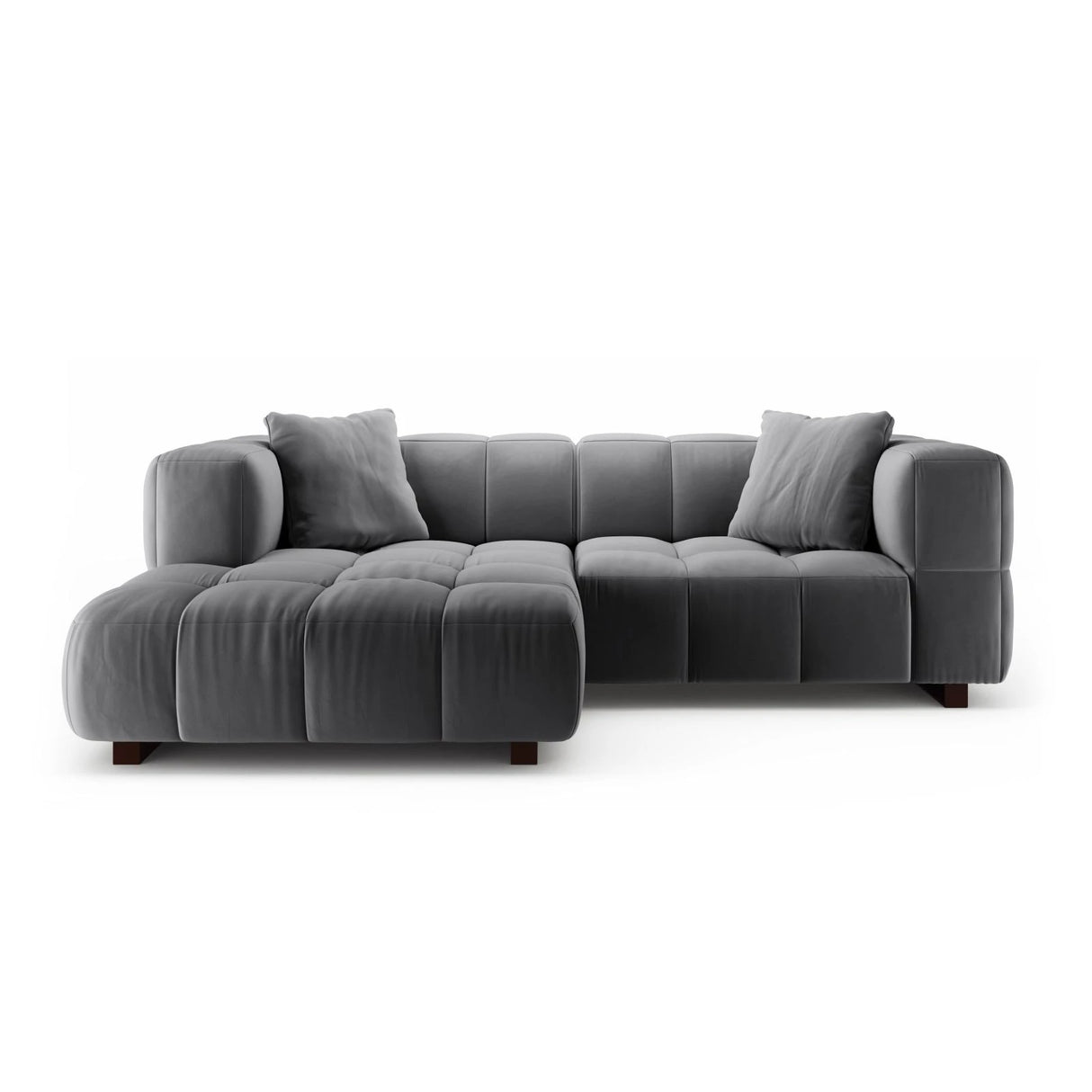 Puma 3-Sitzer Ecksofa Links mit Schlaffunktion, aus Samt (Salvador 17) in Grau, 260x164 cm – Bild 1