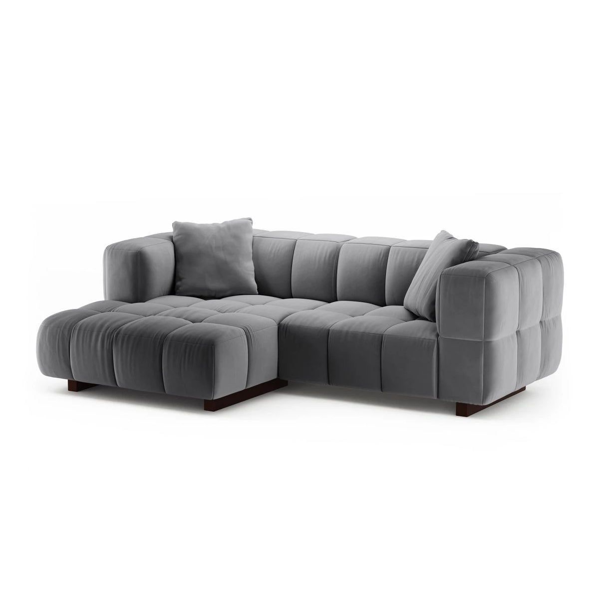 Puma 3-Sitzer Ecksofa Links mit Schlaffunktion, aus Samt (Salvador 17) in Grau, 260x164 cm – Bild 2